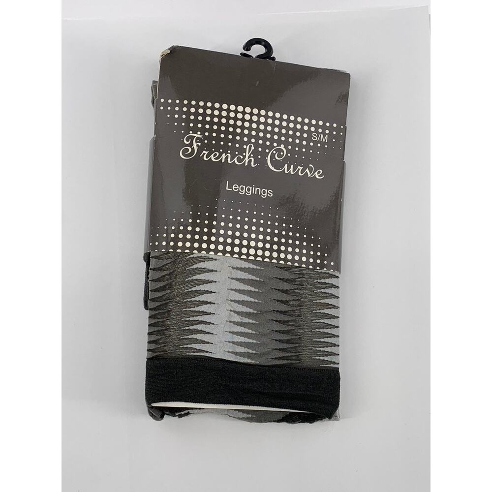 FRENCH CURVE Women's Dark Gray-White Sheer Printed Pull-On Tights SZ S/M